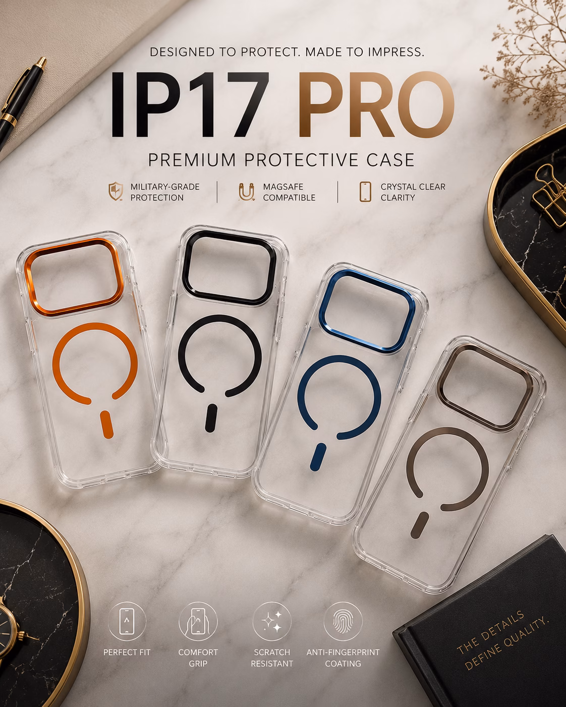 5 iPhone 17 Pro Handyhülle Transparent