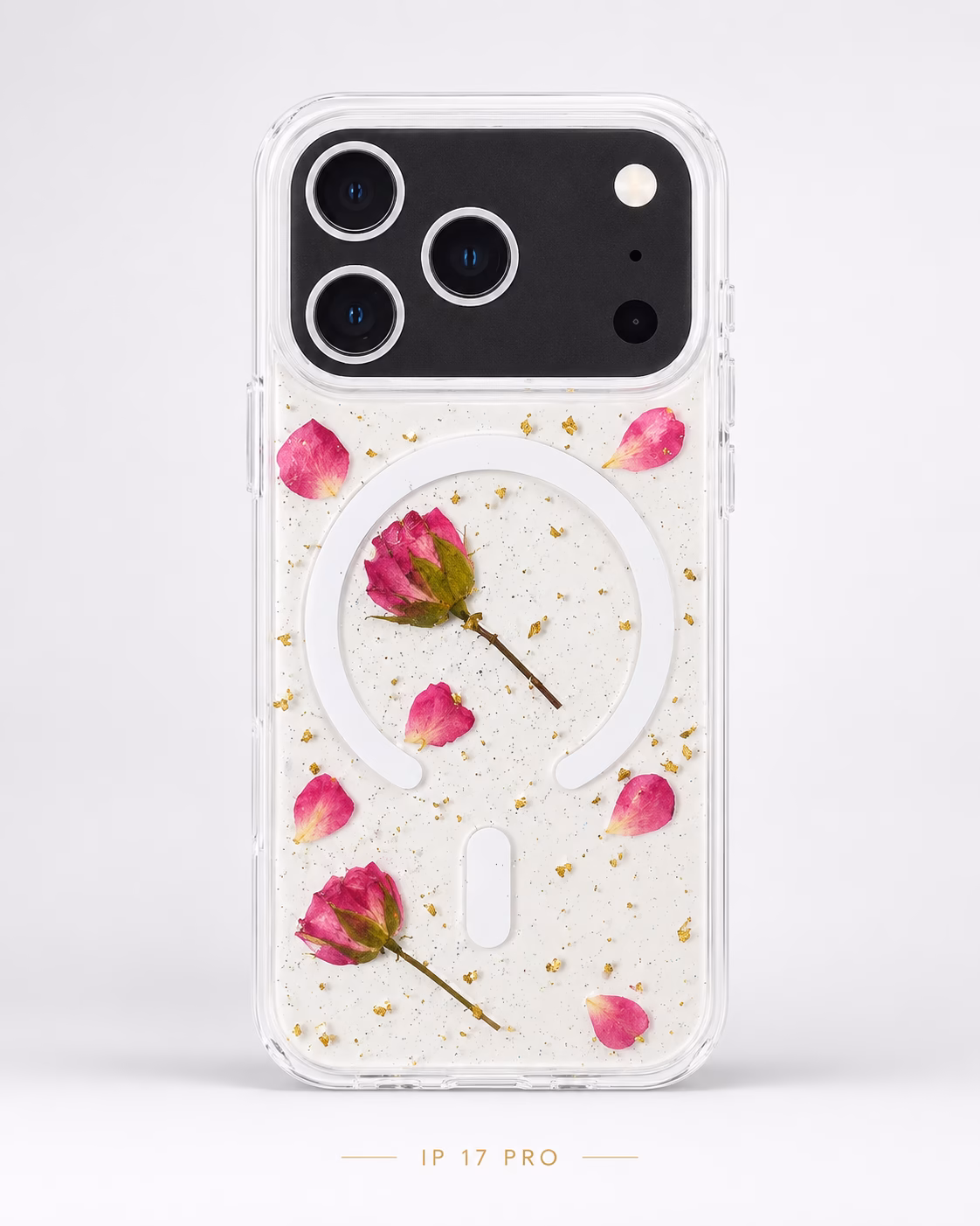 apple-iphone-17-pro-floral-crystal-case-deep-red-rose-main Transparente Blumenhülle für Apple iPhone - Image 1